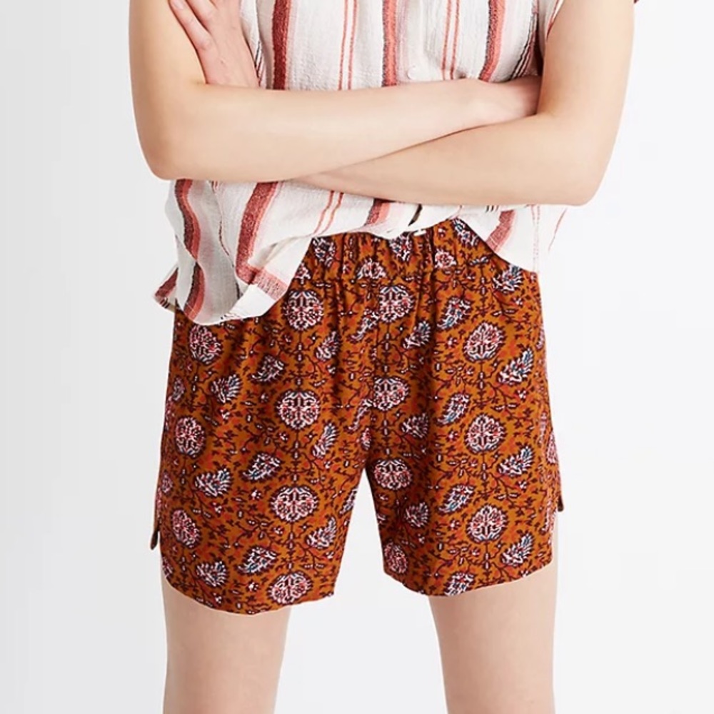 Madewell Drapey Pull On Shorts Warm Paisley